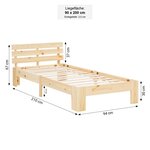 Lit en Bois 90x200 cm Naturel avec matelas