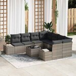 vidaXL Ensemble de canapé de jardin 9 Pièces Gris Poly rotin