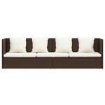 vidaXL Lit de jardin avec coussin et oreillers Résine tressée Marron
