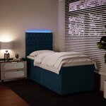 vidaXL Sommier à lattes de lit avec matelas bleu 80x200 cm velours
