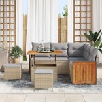 vidaXL Ensemble de canapé de jardin 8 Pièces Beige et Gris clair