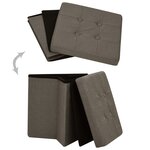 vidaXL Tabourets de rangement pliables lot de 2 marron faux lin