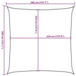 vidaXL Parasol en PEHD carré 3 6 x 3 6 m Beige