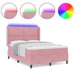 vidaXL Lit à Ressorts avec Matelas LED Rose 160 x 200 cm Velours