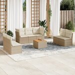 vidaXL Salon de jardin avec coussins 8 Pièces beige résine tressée