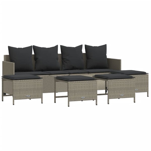 vidaXL Salon de jardin 5 Pièces avec coussins gris clair résine tressée
