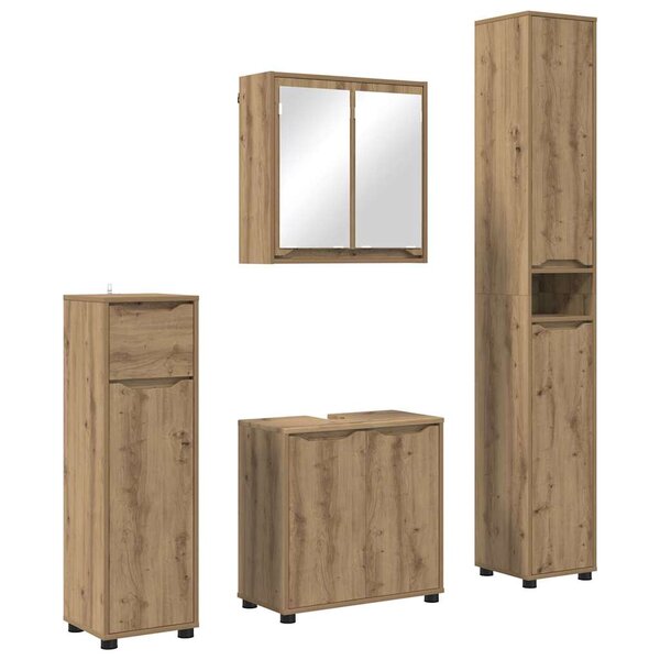 vidaXL Ensemble de mobilier de salle de bain 4 Pièces Chêne artisanal