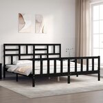 vidaXL Cadre de lit avec tête de lit noir 200x200 cm bois massif