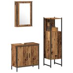 vidaXL Ensemble de mobilier de salle de bain avec porte 3 Pièces Marron