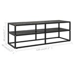 vidaXL Meuble TV noir avec verre marbre noir 120x40x40 cm