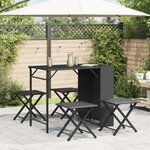vidaXL Ensemble à manger de jardin 5 Pièces pliable noir résine tressée