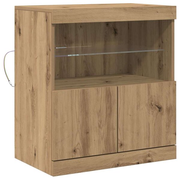Buffet vidaXL avec lumières LED Chêne Artisan 60x37x67 cm