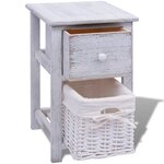 vidaXL Table de chevet 2 Pièces Bois Blanc