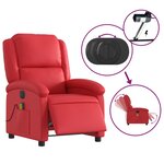 vidaXL Fauteuil de massage inclinable électrique rouge similicuir