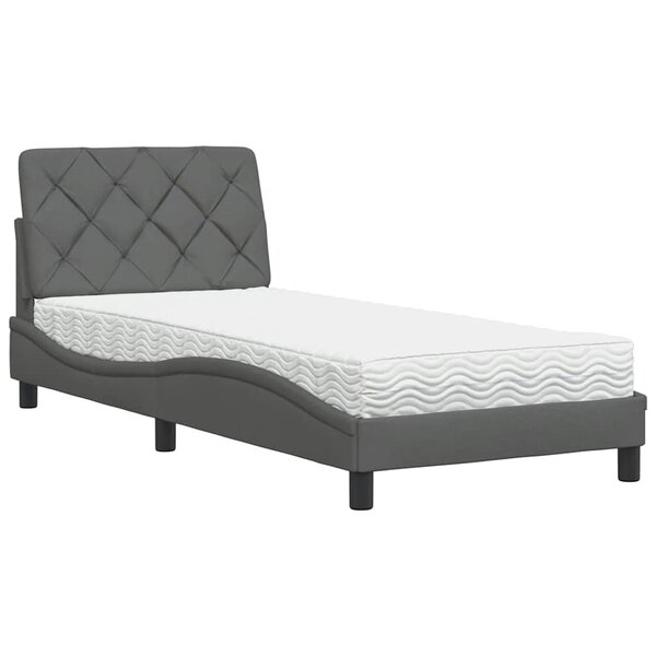 vidaXL Lit avec matelas gris foncé 80x200 cm tissu