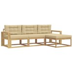 vidaXL Ensemble de canapés d'extérieur 4 Pièces Blanc et Beige Polyester
