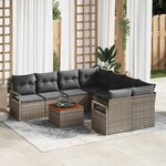 vidaXL Ensemble de canapé de jardin avec coussin 9 Pièces Gris Poly rotin