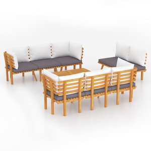 Salon de jardin meuble d'extérieur ensemble de mobilier 8 pièces avec coussins bois d'acacia solide 02_0017490