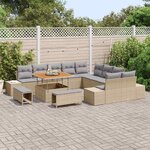 vidaXL Ensemble de canapé de jardin 13 Pièces Beige Poly rotin