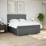 vidaXL Sommier à lattes de lit avec matelas Gris foncé 180x200cm Tissu