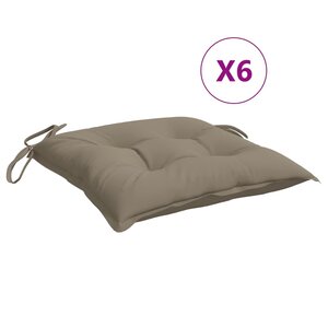 vidaXL Coussins de chaise lot de 6 taupe 40x40x7 cm tissu oxford