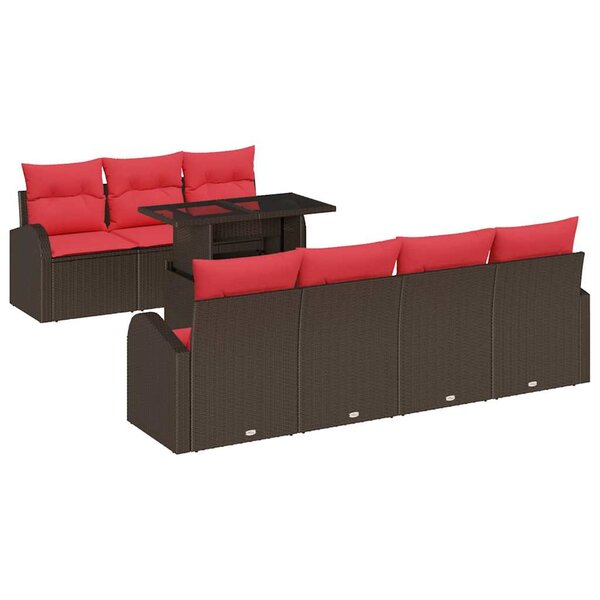 vidaXL Ensemble de canapé de jardin 8 Pièces Marron Poly rotin