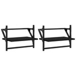 vidaXL Étagères murales avec barres 2 Pièces noir 40x25x30 cm