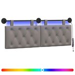 vidaXL Tête de lit suspendue Avec lumière LED Taupe Tissu