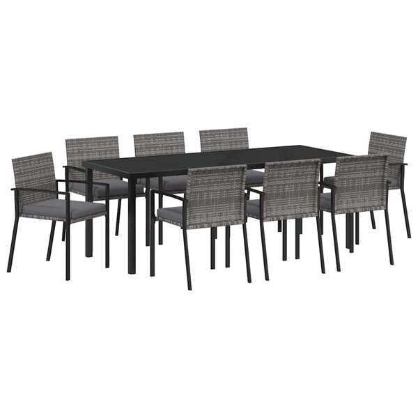 vidaXL Ensemble de salle à manger pour jardin 9 pc Gris