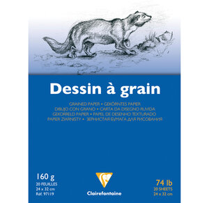 Bloc dessin grain fin encollé 24x32 20F 160g CLAIREFONTAINE
