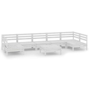 Salon de jardin meuble d'extérieur ensemble de mobilier 8 pièces blanc bois de pin massif 02_0017781