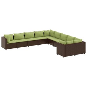 vidaXL Salon de jardin 10 Pièces avec coussins marron résine tressée