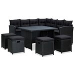 vidaXL Salon de jardin 6 Pièces avec coussins résine tressée noir