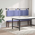 vidaXL Tête de lit suspendue Avec lumière LED Bleu denim Tissu