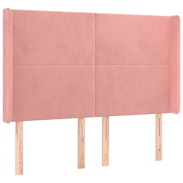 vidaXL Tête de lit avec oreilles Rose 147x16x118/128 cm Velours