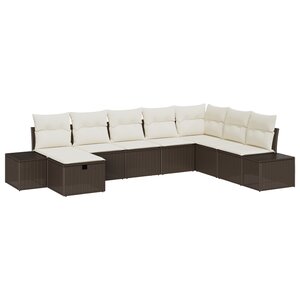 vidaXL Set de Canapés de Jardin 8 Pièces Avec Coussins Marron Rattan Poly