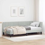 vidaXL Cadre de lit d'angle Gris clair 90 cm x 190 cm tissu