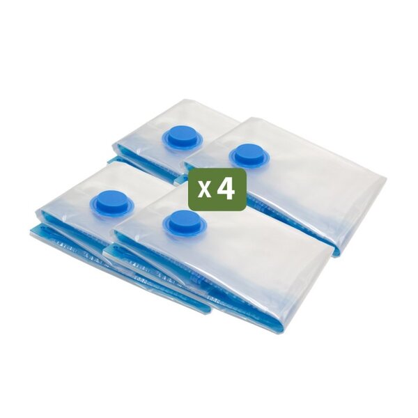 Pack and Move - Lot 4 Housses Rangement Sous Vide - Taille S 50 x 70 cm - Sac de Compression - Vêtements Pull Hiver - Petit Format - Fermeture Zip