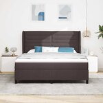 vidaXL Lit à ressorts avec matelas Marron foncé 180 x 200 cm tissu