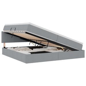 vidaXL Lit de rangement LED avec matelas Gris clair 200 x 200 cm Tissu