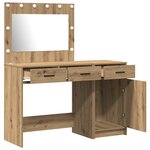 Set de coiffeuse 2 pièces avec LED en bois d'ingénierie chêne