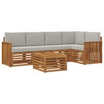 vidaXL Ensemble de canapés d'extérieur 6 pc Gris Naturel et Clair