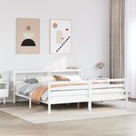 vidaXL Cadre de lit et tête de lit blanc 200x200 cm bois de pin massif