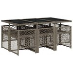 vidaXL Ensemble à manger de jardin et coussins 7 Pièces gris rotin