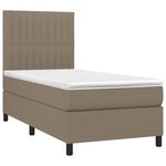 vidaXL Sommier à lattes de lit et matelas et LED Taupe 80x200cm Tissu