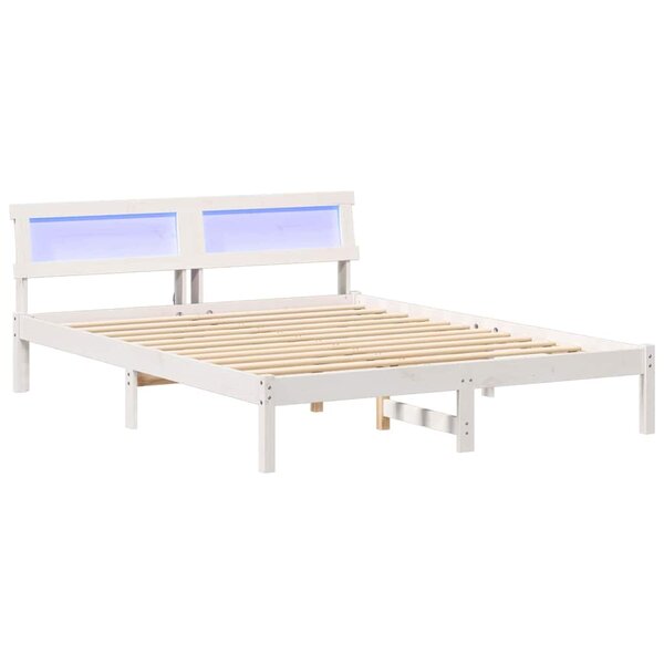 vidaXL Cadre de lit avec tête de lit Blanc 140 x 200 cm Pin massif