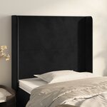 vidaXL Tête de lit avec oreilles Noir 93x16x118/128 cm Velours