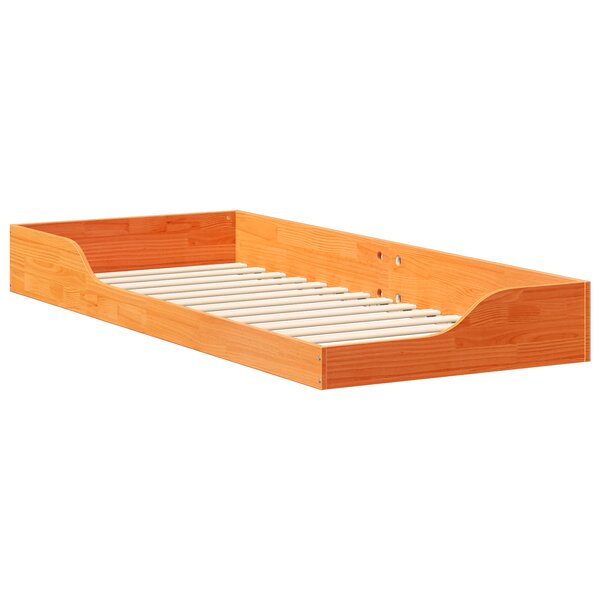 vidaXL Cadre de lit surélevé Marron cire 80 x 220 cm