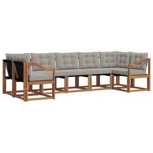 vidaXL Ensemble de canapés d'extérieur 7 pc Gris Naturel et Clair