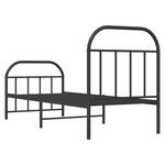 vidaXL Cadre de lit métal sans matelas avec pied de lit noir 75x190 cm